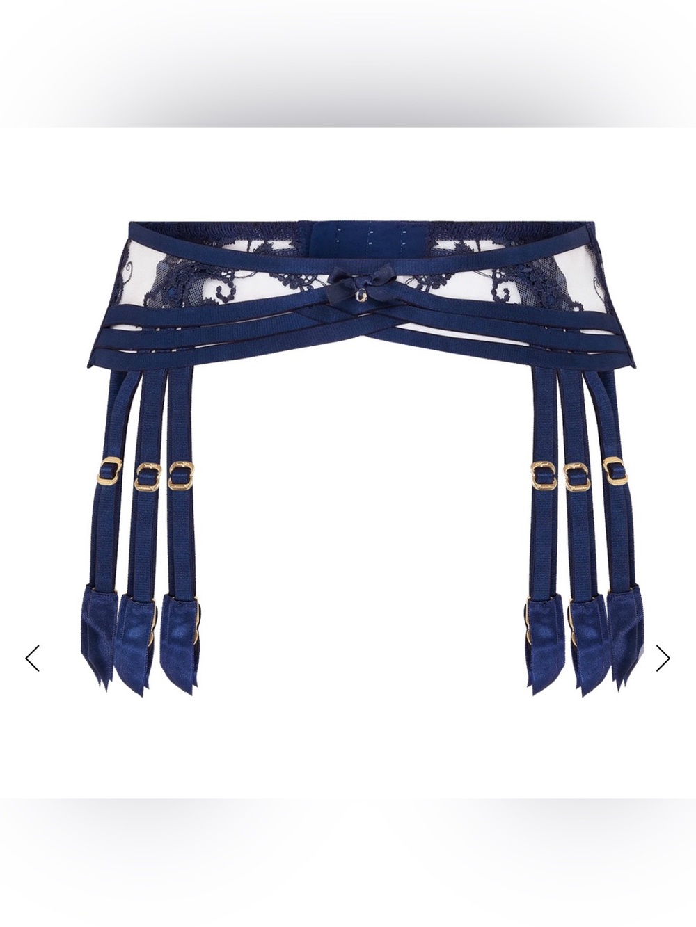 NWT Agent Provocateur Navy Lace Suspender Belt